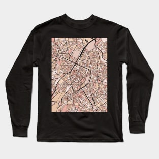 Brussels Map Pattern in Soft Pink Pastels Long Sleeve T-Shirt